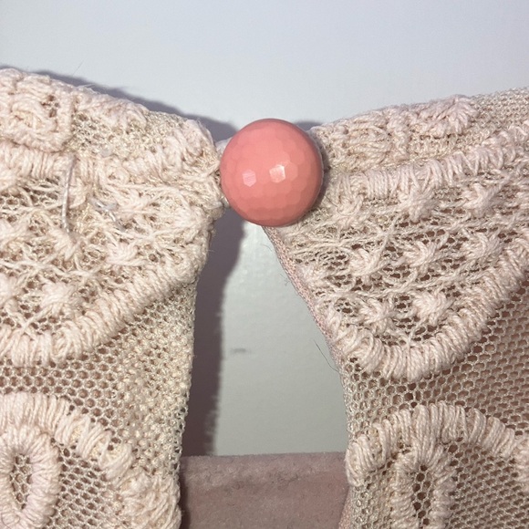 Forever 21 size medium creamy / Tan A-line Flutter Sleeve lace Dress lined Teen - Picture 8 of 16